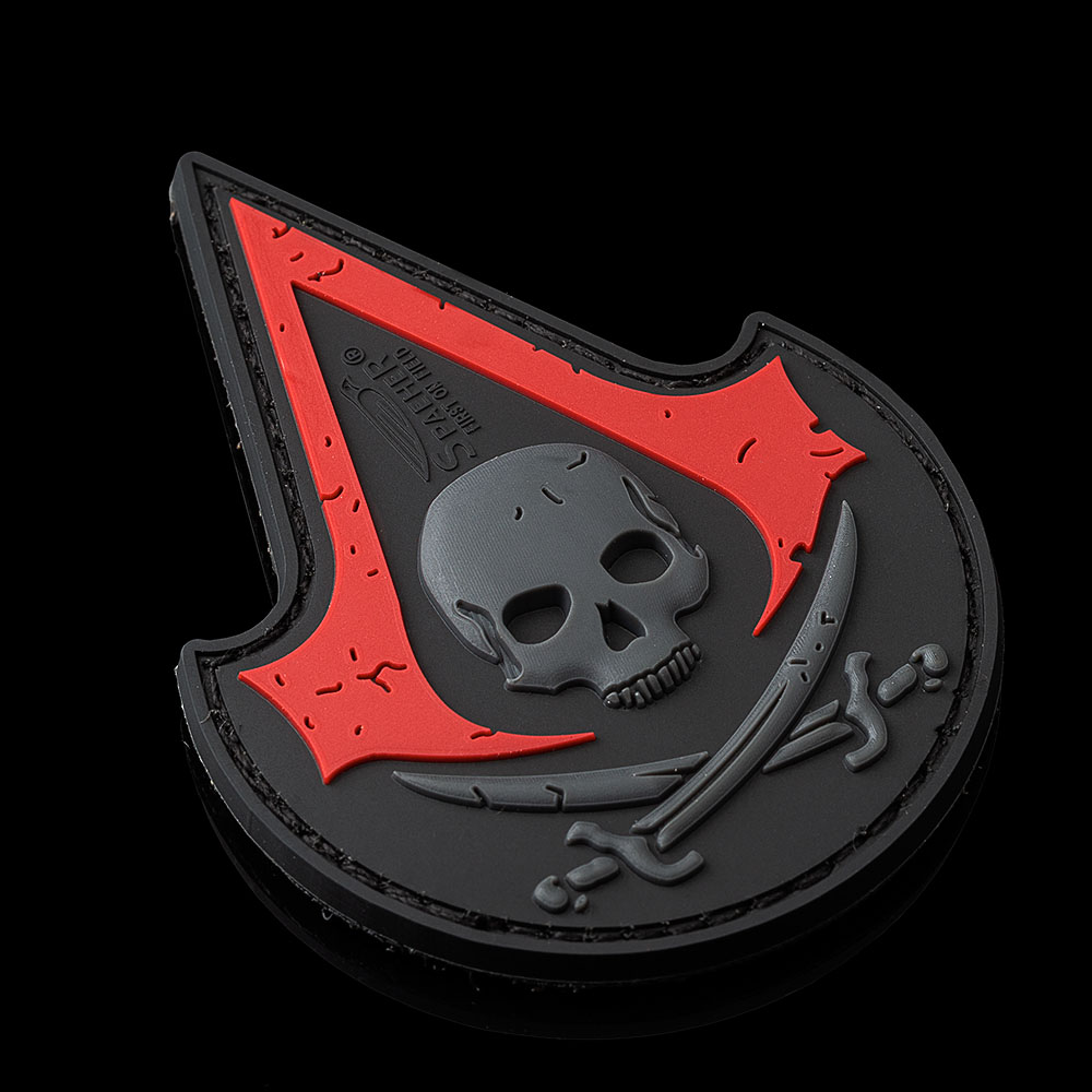 Assassin Skull Rubber Patch, rot